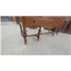 Image 6 : Vintage Wooden Sideboard Buffet Cabinet with Turned Legs, Drawers, and Brass Hardware 39”×60”×20”