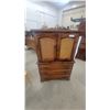Image 1 : Wood Armoire with Cane Doors and Three-Drawer Dresser Base 56”×36”×22”
