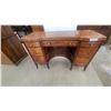 Image 1 : Mahogany Bow Front Desk with Drawers and Cabinet Doors 30”×19”×48”