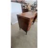 Image 2 : Mahogany Bow Front Desk with Drawers and Cabinet Doors 30”×19”×48”
