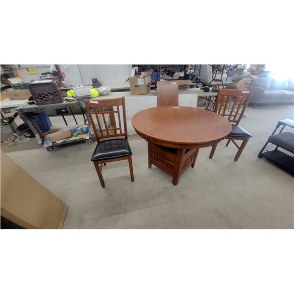 Round Dining Table with 18” Leaf and 2 Dining Chairs