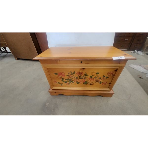 Cedar Chest with Floral Motif and Hinged Lid 21”×32”×15”