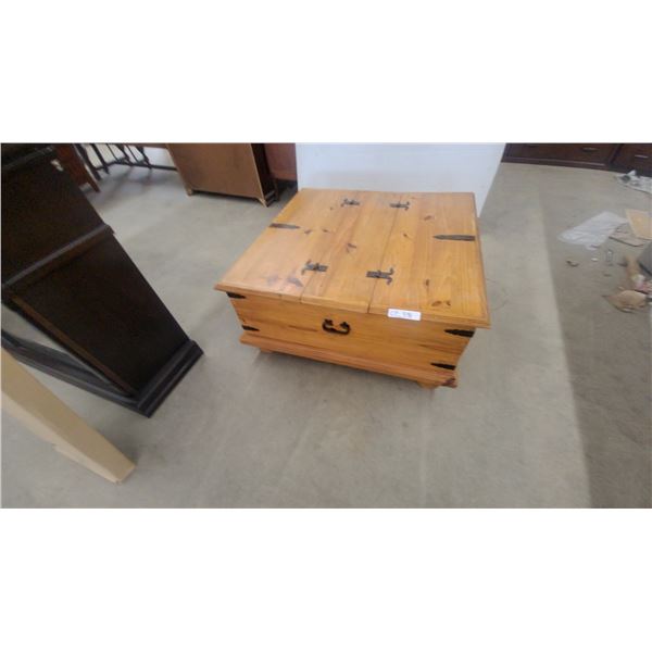 Pine Chest / Coffee Table with Rustic Hinges, 16”×16”×35”