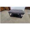 Image 1 : Gray Tufted Upholstered Bench with Black Metal Frame and Shelf 16”×16”×30”