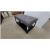 Image 3 : Gray Tufted Upholstered Bench with Black Metal Frame and Shelf 16”×16”×30”