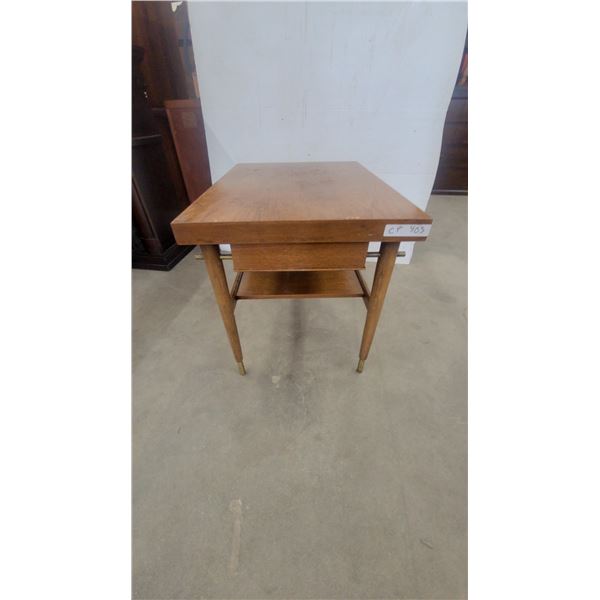 Mid-Century Modern End Table with Drawer and Lower Shelf 20”×28”×21.6”
