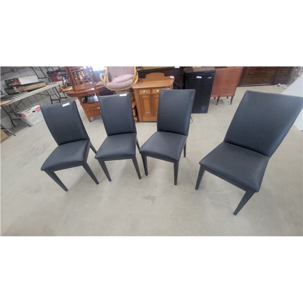 Set of 4 Black Upholstered Dining Chairs