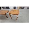 Image 2 : Pair of Carved Wood Inlaid End Tables 16”×48”×23” and 20”×20”×22”