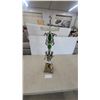 Image 1 : Ornate Metal and Green Glass Pedestal with Cherub Figures and Cut Glass Dish MCM