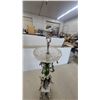 Image 4 : Ornate Metal and Green Glass Pedestal with Cherub Figures and Cut Glass Dish MCM