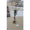 Image 5 : Ornate Metal and Green Glass Pedestal with Cherub Figures and Cut Glass Dish MCM