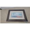 Image 1 : Framed Watercolor Painting of a Heron and Canoe, Signed 23”×16”
