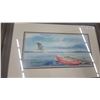 Image 2 : Framed Watercolor Painting of a Heron and Canoe, Signed 23”×16”