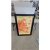 Image 1 : Framed Asian-Style Painting of Orange Flowers and Butterflies brushstrokes 29”×41”