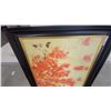 Image 2 : Framed Asian-Style Painting of Orange Flowers and Butterflies brushstrokes 29”×41”