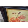 Image 3 : Framed Asian-Style Painting of Orange Flowers and Butterflies brushstrokes 29”×41”