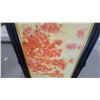 Image 4 : Framed Asian-Style Painting of Orange Flowers and Butterflies brushstrokes 29”×41”