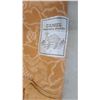 Image 4 : Camel Super Wool Worsted Blanket with Two-Tone Orange Floral and Checkered Pattern