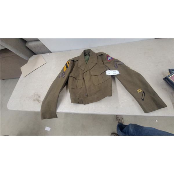 WWII US Army Ike Jacket with 1st Cavalry and 5th Army Patches, Sergeant Chevrons