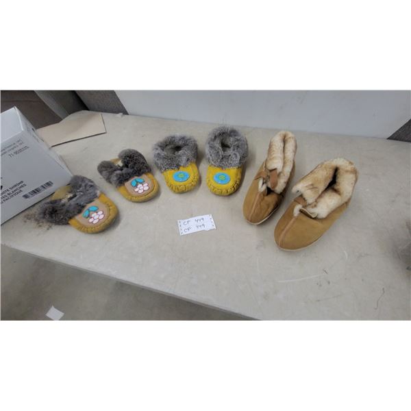 3 Pairs of Moccasins and Slippers