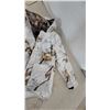 Image 2 : Yukon Gear White Camo Hunting Jacket and Pants Set, Reversible Brown Camo Lining