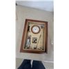 Image 3 : Golf Shadow Box Clock, Two Polar Bear Figurines, and Brass chest