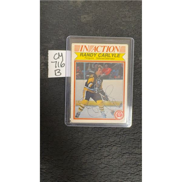 Signed Randy Carlyle Pittsburgh Penguins Card