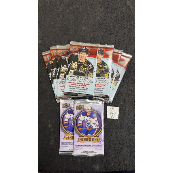 7 Sealed 2024-25 Series 2 Hockey Packs and 2 Sealed 2025-26 Series 1 Packs