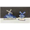 Image 5 : Delft Blue Dutch Ceramics, Windmill Vases, Clog Ashtray, Cups, 8 Pieces