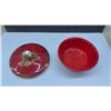 Image 7 : Mid-Century Italian Red Crackle 5-Section Lazy Susan Chip and Teal Glass 2-Tier Serving Stand