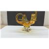 Image 2 : Chalet Amber Art Glass Sculptural Basket Centerpiece, 12” High