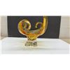 Image 3 : Chalet Amber Art Glass Sculptural Basket Centerpiece, 12” High