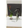 Image 1 : Two Murano Style Art Glass, Duck Sculpture, 14 1/2” Tall and Colourful Rooster, 16 1/4” Tall