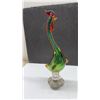 Image 9 : Two Murano Style Art Glass, Duck Sculpture, 14 1/2” Tall and Colourful Rooster, 16 1/4” Tall