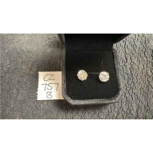 Platinum Plated 2.0 Carat Each Simulated Diamond Stud Earrings