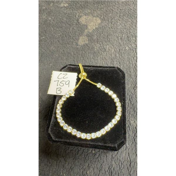 14K Gold Plated 4.0mm Simulated Diamond Tennis Bracelet, 6” to 10” Long