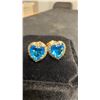 Image 3 : Platinum Plated 1.0 Carat Each Heart Cut Blue Simulated Diamond Stud Earrings