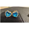 Image 5 : Platinum Plated 1.0 Carat Each Heart Cut Blue Simulated Diamond Stud Earrings