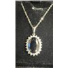 Image 2 : Platinum Plated 5.0ct Oval Cut Black Simulated Diamond Halo Necklace, 16”-18” Long
