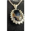 Image 3 : Platinum Plated 5.0ct Oval Cut Black Simulated Diamond Halo Necklace, 16”-18” Long