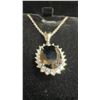 Image 4 : Platinum Plated 5.0ct Oval Cut Black Simulated Diamond Halo Necklace, 16”-18” Long
