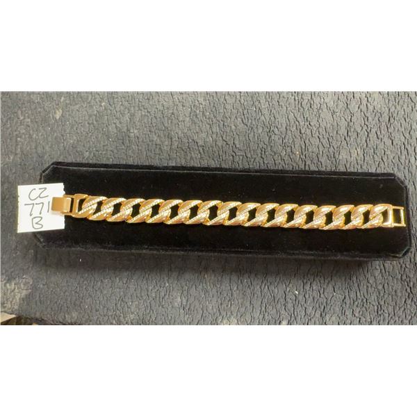18K Gold Plated 14.0mm Simulated Diamond Iced Out Cuban Link Bracelet, 8” Long
