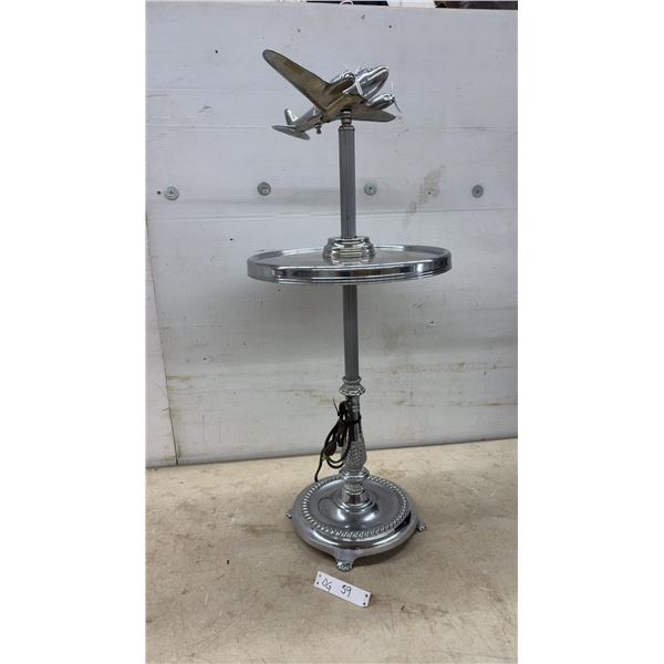 Metalcraft Manufacturing Co. Vintage Chrome DC-9 Airplane Side Table with Propellers, Original
