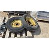 Image 1 : Pair of John Deere Front Fleetmaster Triple Tread 6.50-16LT Tires Mounted on Yellow Steel Rims