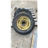 Image 4 : Pair of John Deere Front Fleetmaster Triple Tread 6.50-16LT Tires Mounted on Yellow Steel Rims