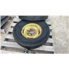 Image 5 : Pair of John Deere Front Fleetmaster Triple Tread 6.50-16LT Tires Mounted on Yellow Steel Rims