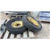 Image 6 : Pair of John Deere Front Fleetmaster Triple Tread 6.50-16LT Tires Mounted on Yellow Steel Rims
