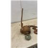 Image 5 : Vintage Lever Chain Hoist Come-Along With Chain and Hooks and Pair of Galvanized Wheel Chocks