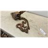 Image 7 : Vintage Lever Chain Hoist Come-Along With Chain and Hooks and Pair of Galvanized Wheel Chocks