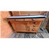 Image 7 : Hoosier Cabinet with Enamel Top, Roll-Top Bread Box, and Multiple Drawers and Cabinets 68”×40”×24”